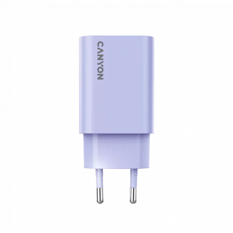 Sieninis įkroviklis CANYON OnCharge 30CL, 30W USB-C PD, 1x PD išvestis, EU kištukas, violetinė