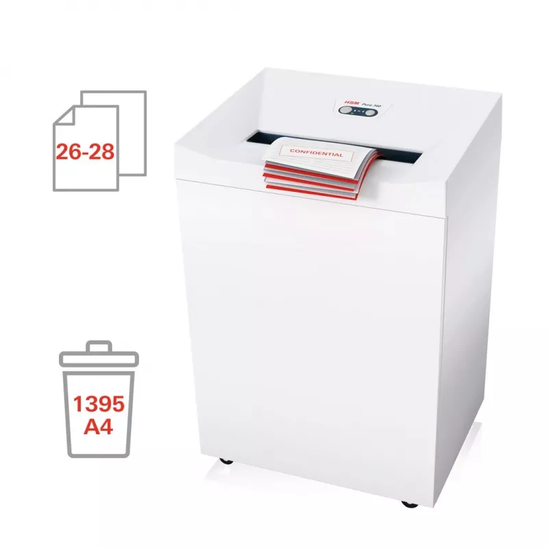 HSM Pure 740 smulkintuvas juostelėmis – 5,8 mm, 400 mm darbinis plotis, smulkina CD ir kreditines korteles