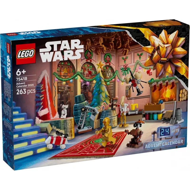 Konstruktorius LEGO Star Wars Advento kalendorius 2025 — rinkinys 75418, sezoninės surenkamos minifigūrėlės ir modeliai