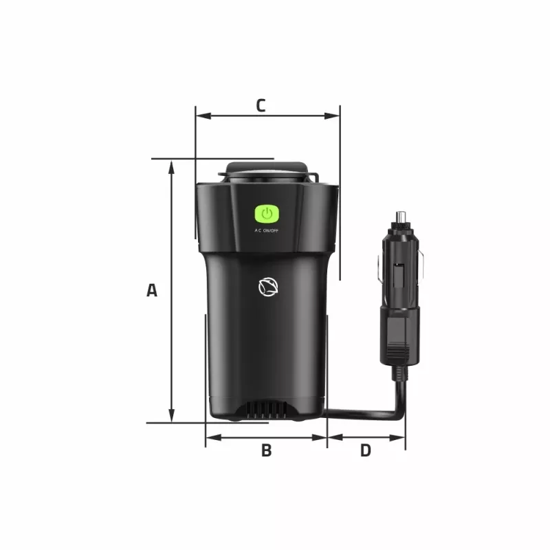 Nuolatinės srovės į kintamos srovės keitiklis MANTA MPI201C 150W — 150 W nuolatinė galia, nuolatinės srovės įėjimas į kintamos srovės išėjimą