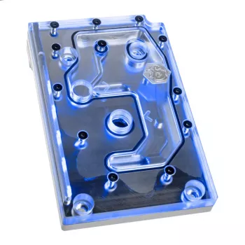 Vandens blokas BitsPower Monoblock, skirtas ASRock X399M Taichi RGB, akrilas/vario, nikeliuotas, 90×142×29,1 mm