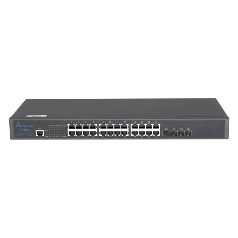 Valdomas komutatorius Extralink Chiron 24x RJ45 1000Mb/s 4x SFP+ L3