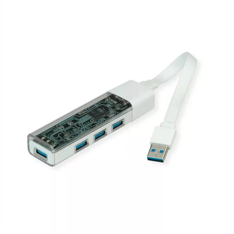 ROLINE mobilus USB 3.2 Gen 1 šakotuvas, 4 prievadų, A ir C tipo jungties kabelis