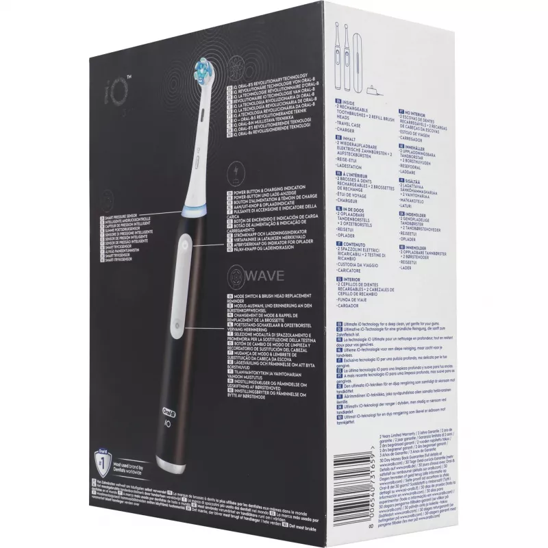 Elektrinis dantų šepetėlis BRAUN Oral-B iO Series 3N — juoda/mėlyna, 2 rankenėlės