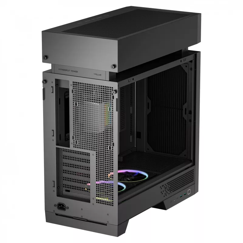 Stacionaraus kompiuterio korpusas DeepCool CL6600 Juoda — palaiko ATX/PS2/SFX/SFX-L maitinimo blokus, 140 mm priekinius ventiliatorius, 120/140 mm viršutinius/galinius, 2,5/3,5 colio diskus