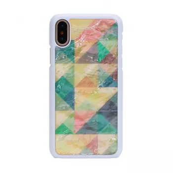 Apsauginis išmaniojo telefono dėklas iKins, skirtas iPhone XS/S, mozaikinis baltas – kietas galinis dangtelis, dekoratyvus mozaikos raštas