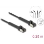 Tinklo kabelis DeLOCK RJ45 plonas Cat.6A U/FTP 0,25 m juodas