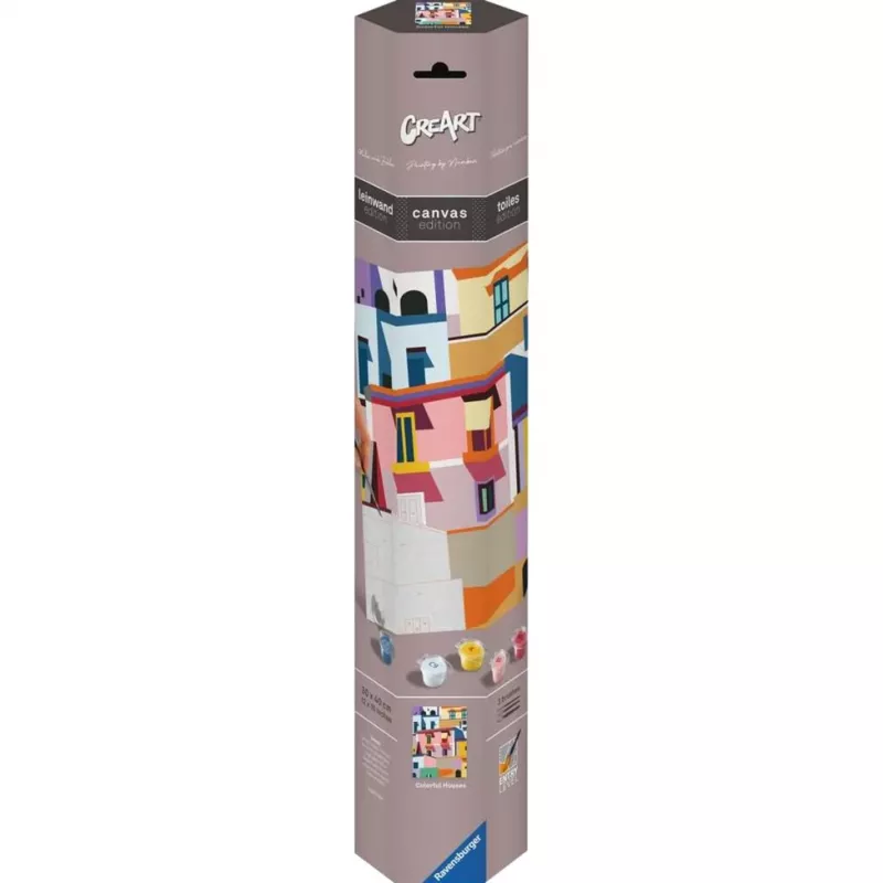 Drobės dažymo rinkinys Ravensburger CreArt Canvas Edition: Colorful Houses, modelis 25527