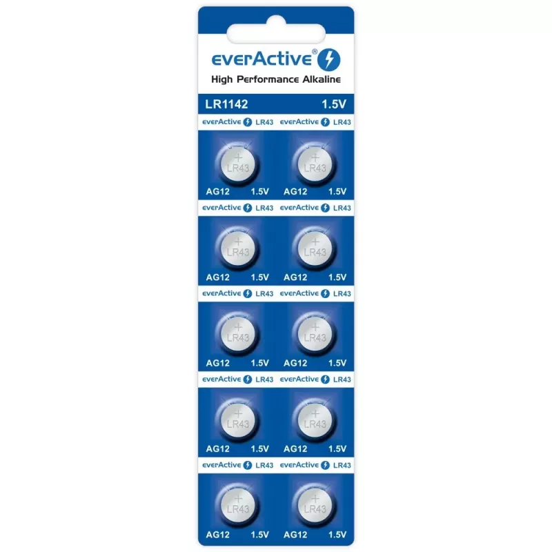 alkaline button cell battery everActive G12 AG12 1.5V — pack of 10