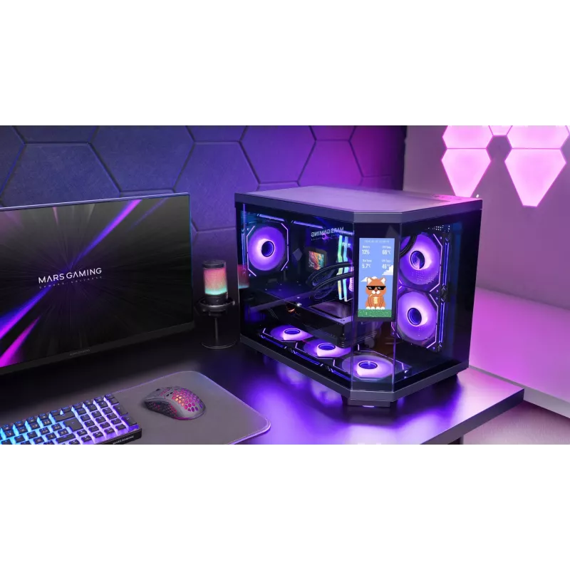 “Mars Gaming MC3TCORELCDM” kompiuterio korpusas Mini Tower juodas