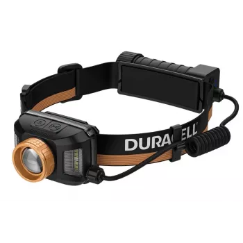 Priekinė lemputė Duracell DH1500R — juoda/oranžinė, įkraunama, laisvas rankas apšvietimas