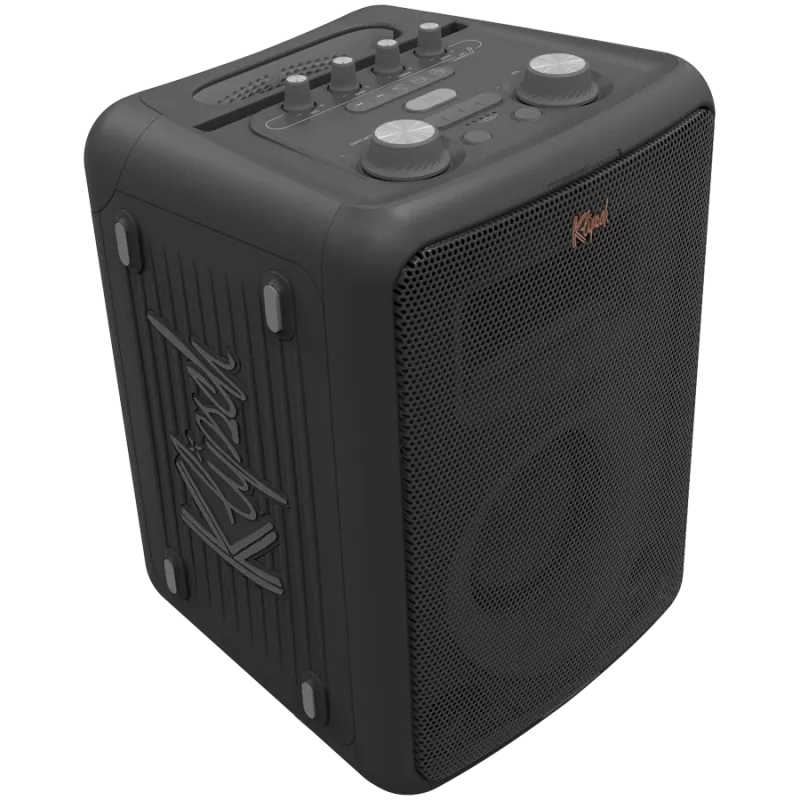 Partinė kolonėlė KLIPSCH Vegas — laidinis ir belaidis ryšys, 13,3 cm žemų dažnių garsiakalbis, 49–20000 Hz, 95 dB, maitinama baterijomis, juoda