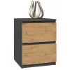 Topeshop W2 ANTRACYT/ARTISAN nightstand/Naktinis staliukas 2 stalčius(s) antracitas, ąžuolas
