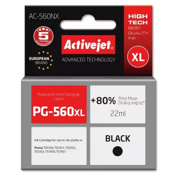 Activejet AC-560NX rašalas (pakaitalas Canon PG-560XL; Supreme; 22 ml; juodas)