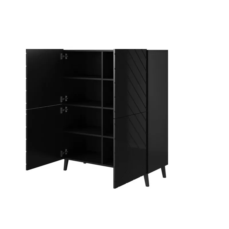 Shelving unit ABETO 100.5 x 40 x 121.5 cm juodas/blizgus juodas