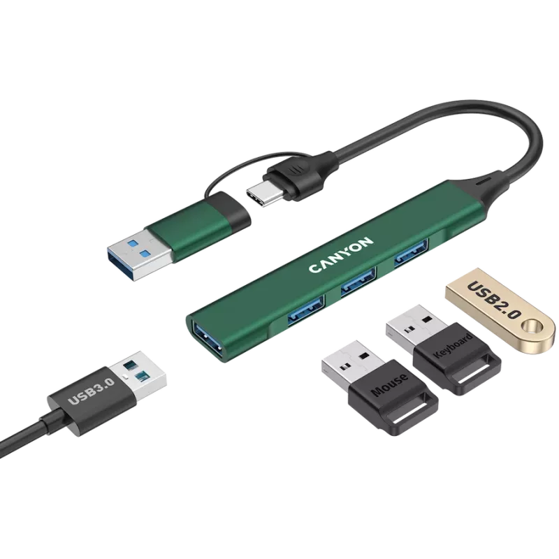 CANYON stebulė DS-02 4in1 USB-A/C žalia