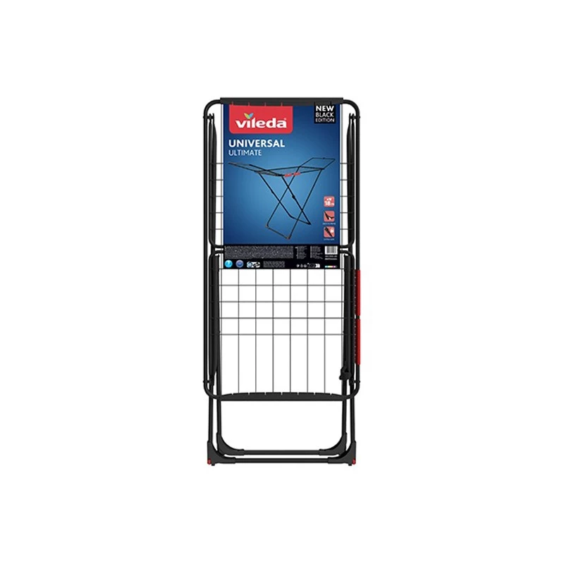 Drabužių džiovyklė VILEDA Universal Ultimate Indoor/Outdoor — plieninė, 18 m džiovinimo erdvės, sulankstoma, 1800×930×550 mm