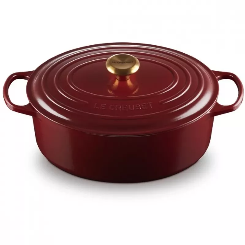 Le Creuset Signature ovali skrudintuvė 31 cm raudono vyno spalvos (21178319494441)