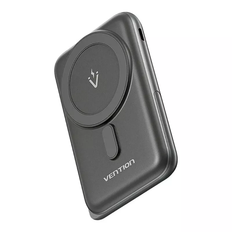 Išorinė baterija Vention 10000mAh Magnetic Wireless 20W, 1×USB-C, belaidis įkrovimas, juoda