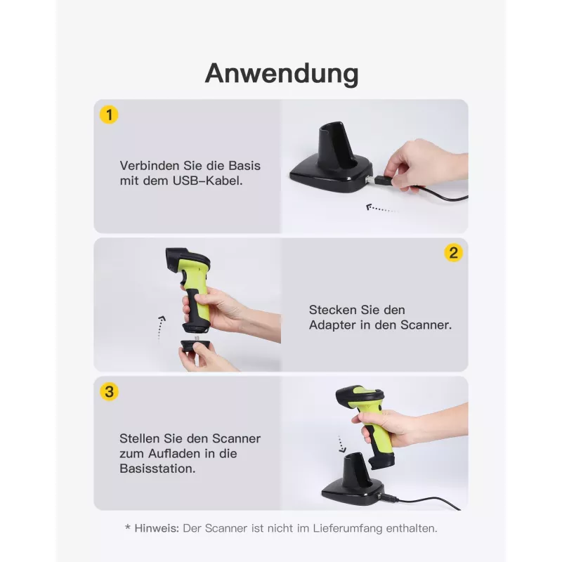 Brūkšninių kodų skaitytuvas Inateck BS04001 2 viename belaidis USB įkraunamas rankinis skaitytuvas