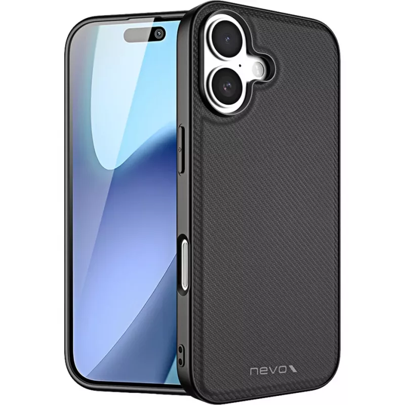Apsauginis telefono dėklas Nevox StyleShell NYLO, skirtas iPhone 17, 6,3 colio, juodas