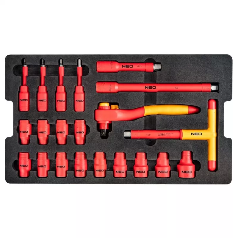 Neo Tools elektrikiko aptarnavimo dėžė, 52 dalys 22 tvirtoje dėžėje