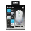Belaidė žaidimų pelė DEFENDER Pandora White — abiem rankoms tinkama, 3200 DPI, 6 mygtukai, programuojami, optinė, USB