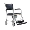 Tualetinis vežimėlis MDH PLW006VC — sulankstomas plieninis komodos krėslas, 4 ratai, maks. 110 kg, sėdynė 43×43 cm, plotis 530 mm, svoris 11,2 kg