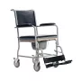Tualetinis vežimėlis MDH PLW006VC — sulankstomas plieninis komodos krėslas, 4 ratai, maks. 110 kg, sėdynė 43×43 cm, plotis 530 mm, svoris 11,2 kg