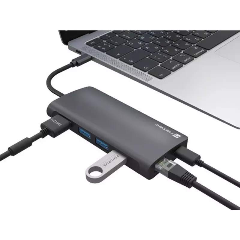 Doko stotelė NATEC NMP-2162 USB 3.2 Gen 1 Type-C pilka laidinė