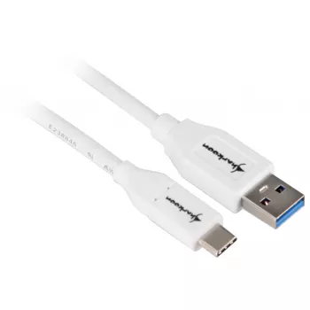 USB 3.2 Gen 2 kabelis, USB-A kištukas > USB-C kištukas (balta, 0,5 metro)