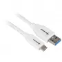 USB 3.2 Gen 2 kabelis, USB-A kištukas > USB-C kištukas (balta, 0,5 metro)