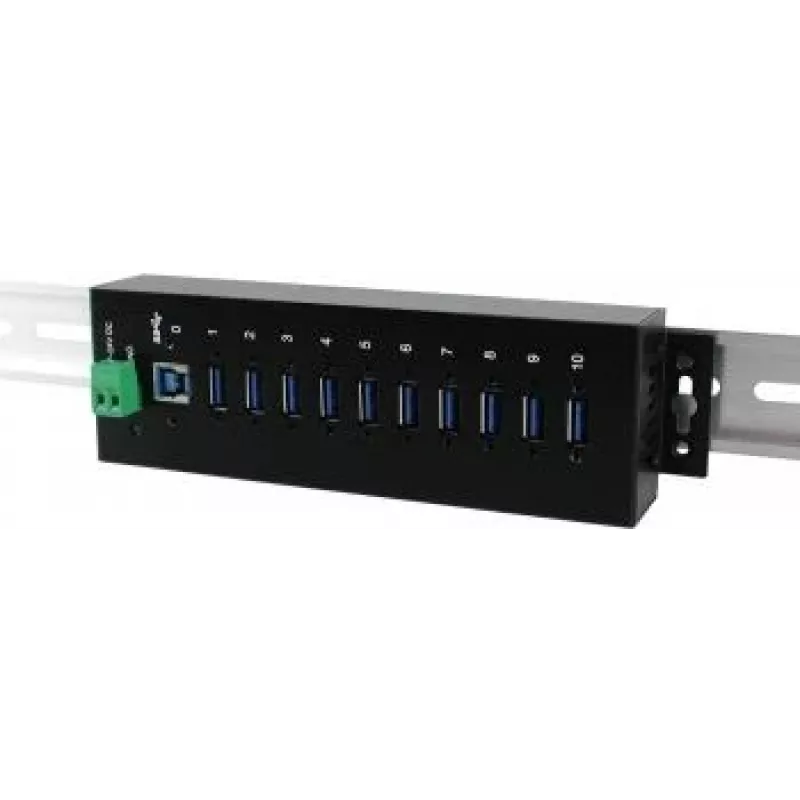 Exsys EX-1110HMVS - šakotuvas - 10 x USB 3.1 Gen 1 - montuojamas ant DIN bėgelio - DC (EX-1110HMVS)
