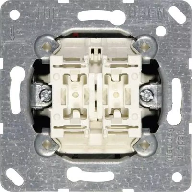 Sieninio jungiklio modulis JUNG 505 U 1P, 1-polis 10 A, 250 V — Metallic White