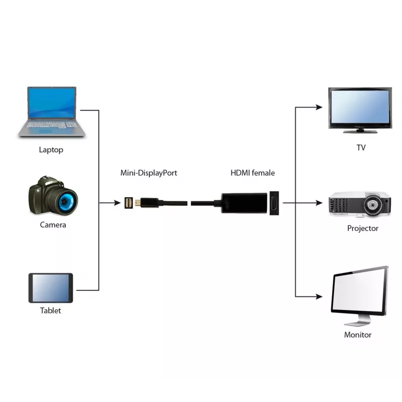 Gembird A-MDPM-HDMIF-02 vaizdo kabelio adapteris Mini DisplayPort HDMI A tipo (standartinis) juodas