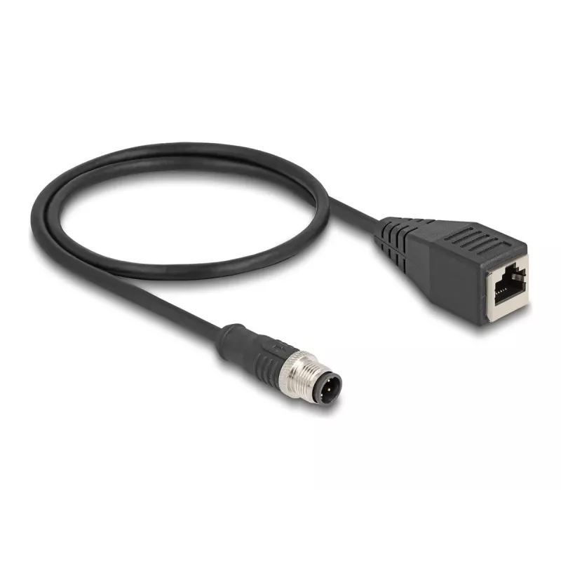 DeLOCK M12 adapterio kabelis D-koduotas 4 kontaktų kištukas į RJ45 lizdą 50 cm