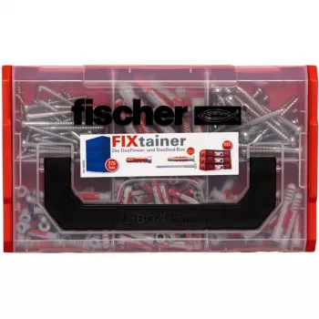 FixTainer - DUOPOWER & DUOSEAL + varžtai, sienų kaištis šviesiai pilkas/raudonas, 275 vnt.