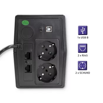 Qoltec Monolith nepertraukiamo maitinimo šaltinis (UPS) Dvigubos konversijos (Online) 0,45 kVA 240 W 2 AC lizdai