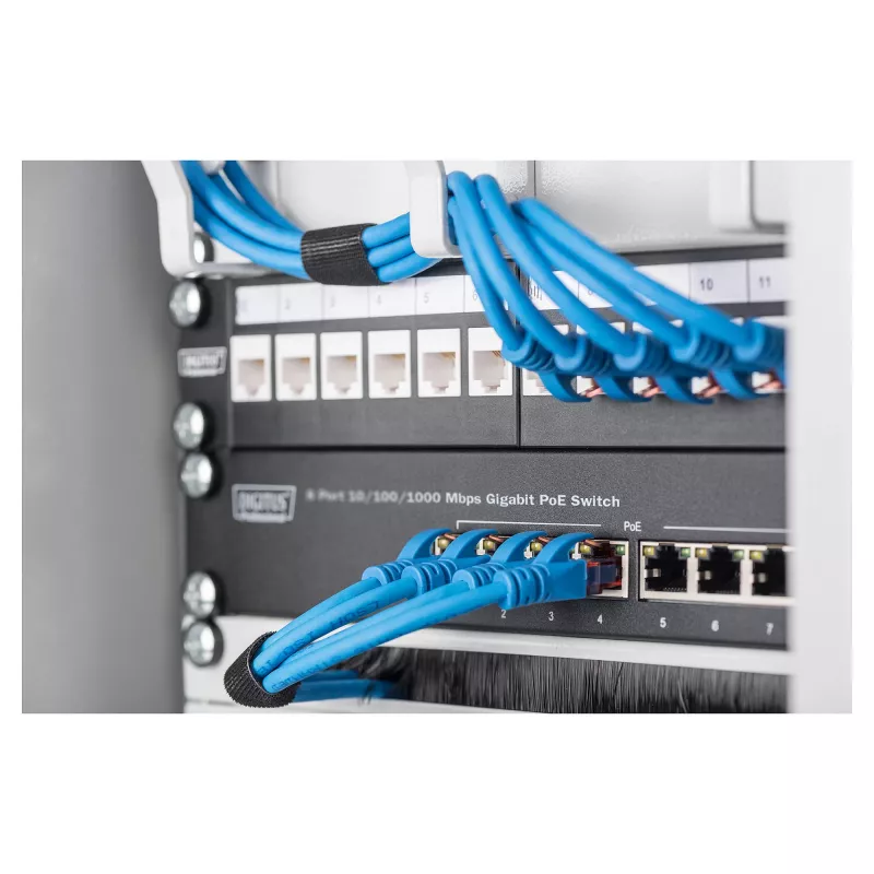 DIGITUS Gigabit Ethernet PoE komutatorius 8 prievadų PoE+ 10 colių stovas, iki 80 W PoE biudžeto