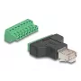 DeLOCK adapteris RJ45 kištukas > gnybtų blokas 8 kontaktų 2 dalių 3,81 mm