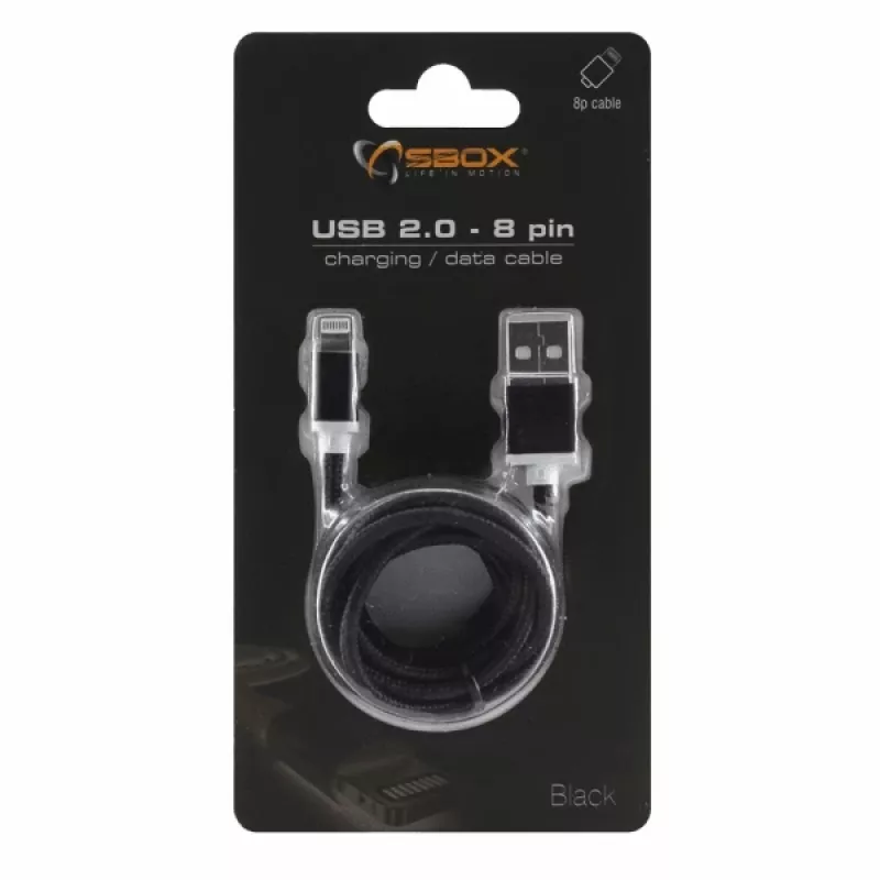 Sbox IPH7-B USB 2.0 8 Pin juodas