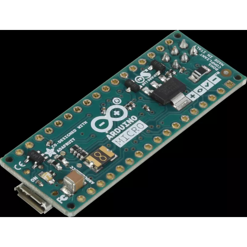 „Arduino“ mikrovaldiklio plokštė, „Micro“ be jungties ATmega32u4 (A000093)