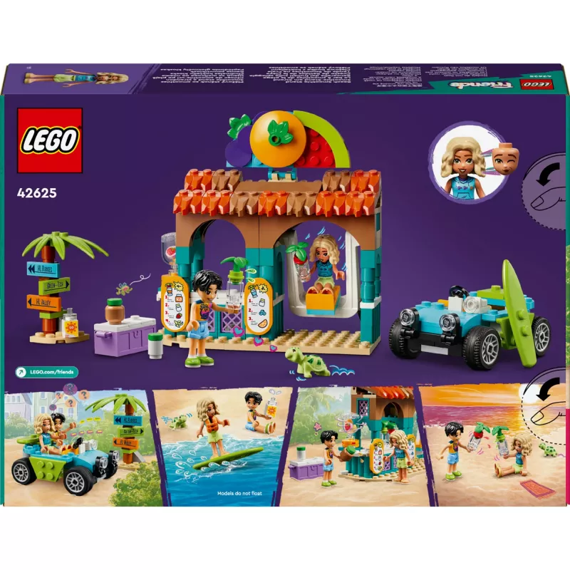 LEGO Friends paplūdimio kokteilių kiosko vaikų žaidimų maisto rinkinys, dovanojimo idėja mergaitėms ir berniukams nuo 6 metų, su 2 mini lėlytėmis, vėžliuko figūrėle ir