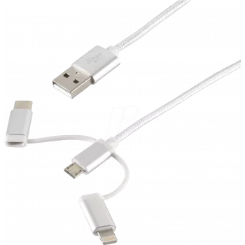 USB laidas ShiverPeaks BS14-50067 1m USB A USB C/Micro-USB B/Lightning baltas