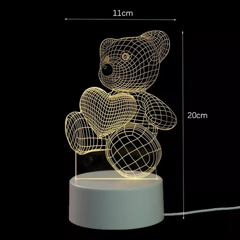 Naktinė lempa Extralink HOME 3D širdies optinės iliuzijos prie lovos USB