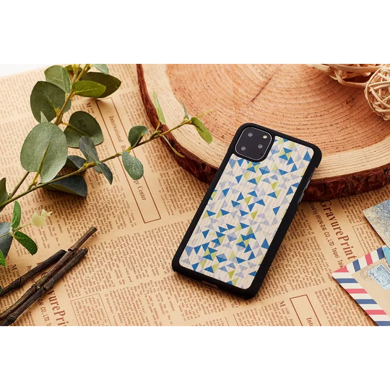 man and wood išmaniojo telefono dėklas, skirtas „iPhone 11 Pro“ — mėlynas trikampis ant juodo, apsauginis kietas korpusas