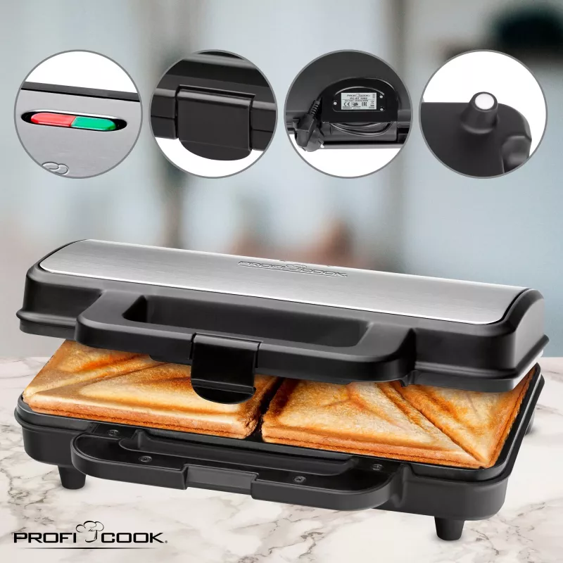 ProfiCook PC-ST 1092 - sumuštinių keptuvė - 900 W - nerūdijantis plienas/juoda