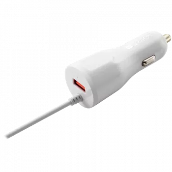 CANYON automobilinis kroviklis C-033 2.4A/USB-A su integruotu Lightning laidu Baltas