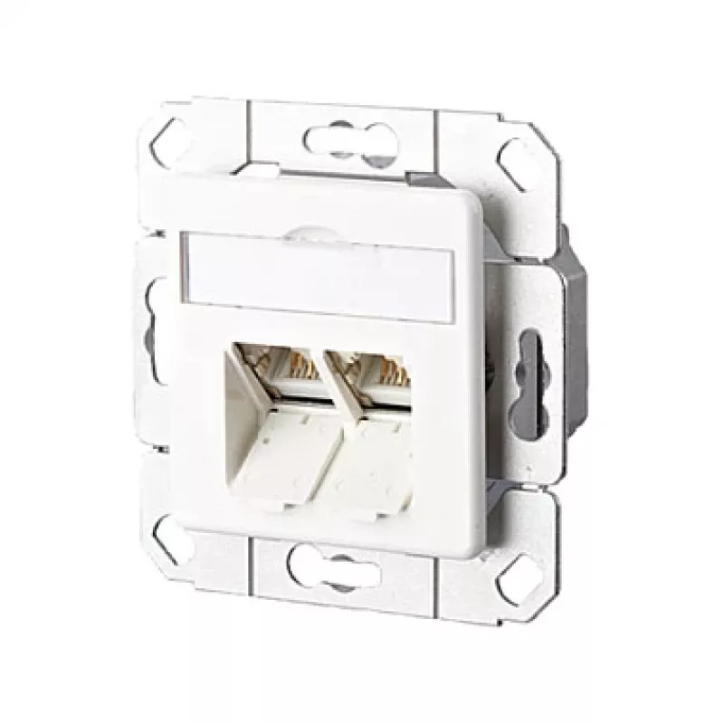 METZ CONNECT BTR E-DAT C6 8/8(8) UPk - jungties lizdas, skirtas montuoti lygiai su siena - RJ-45 X 2 - gryna balta, RAL 9010 - 2 prievadai (1307381102-I)