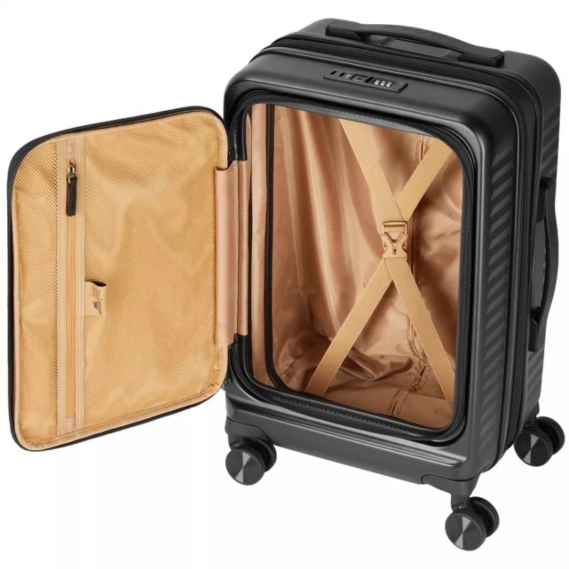 Salono lagaminas Rivacase 8180 Clark ECO – rankinis bagažas, kieto apvalkalo, juodas